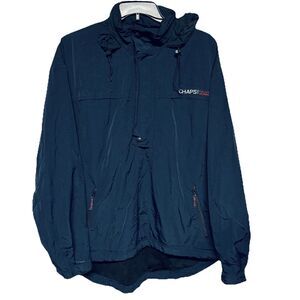 Vintage Chaps Ralph Lauren Windbreaker Jacket XL Navy Blue Pullover w Hood Y2K
